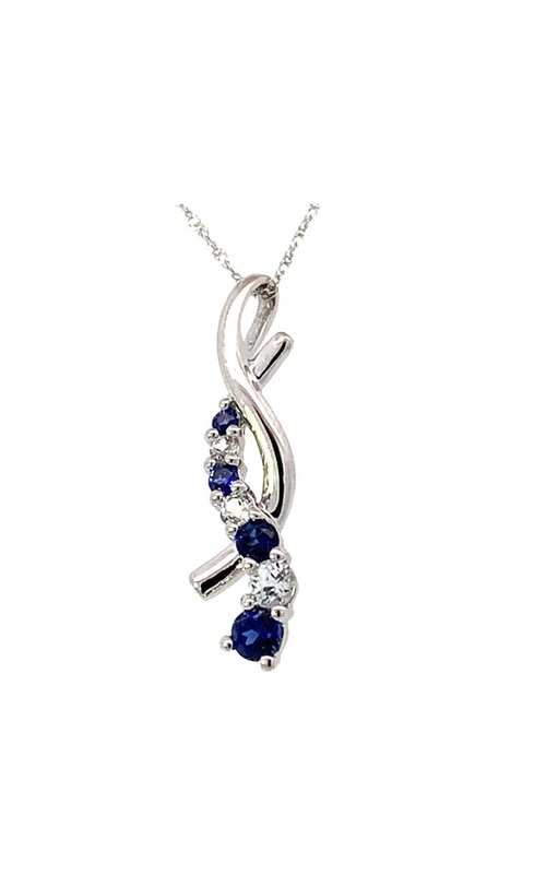 Estate Lab-Made Sapphire and CZ Pendant