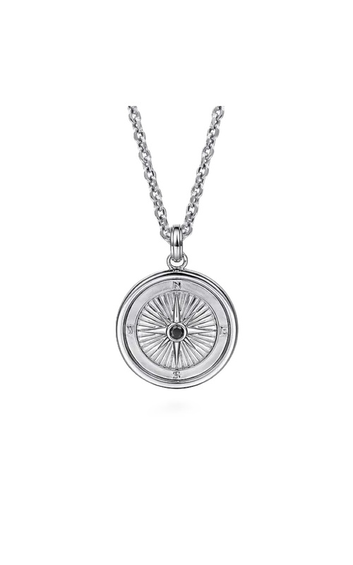 Sterling Silver Black Spinel Compass Pendant Necklace