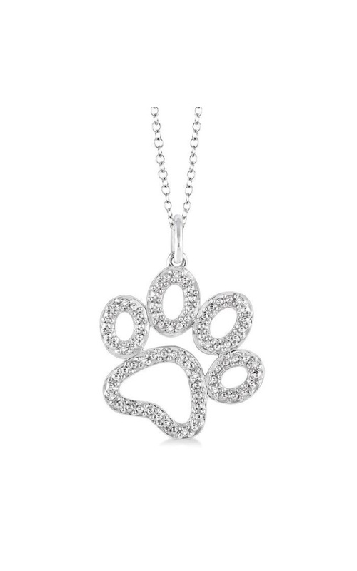 Silver Diamond Dog Paw Pendant