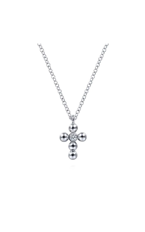 Sterling Silver Diamond and Bujukan Bead Cross Necklace