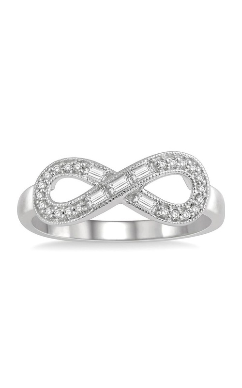 10k White Gold .20cttw Round/Baguette Infinity Ring