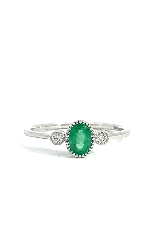 14k White Gold and Emerald Diamond Ring