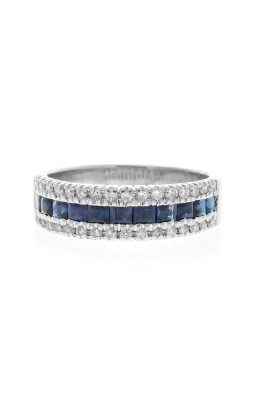 Estate 14K White Gold Diamond and Sapphire Fashion Ring