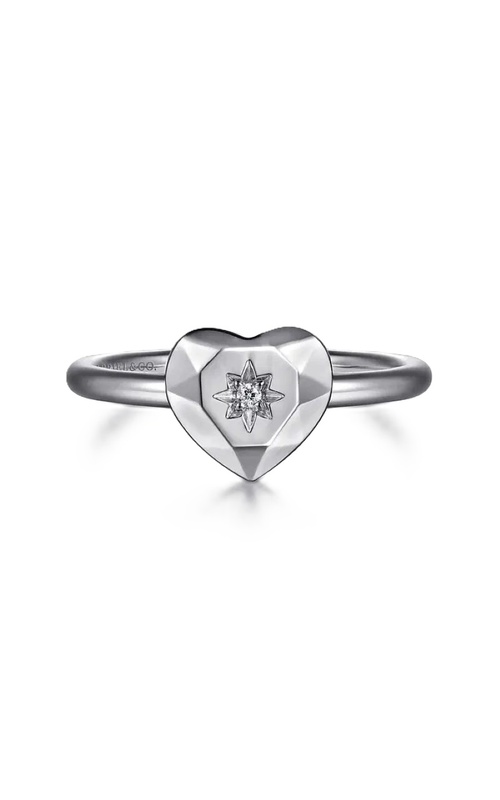 Sterling Silver Diamond Cut Heart Ring