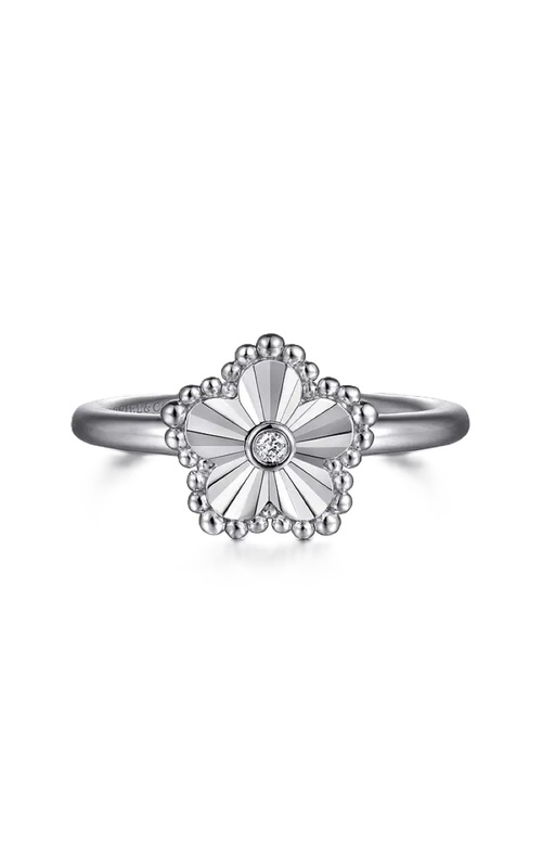Sterling Silver Diamond Bujukan Frame Flower Diamond Cut Ladies Ring