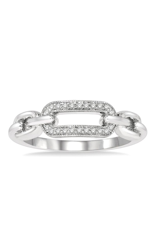 Silver Paper Clip Diamond Fashion Ring