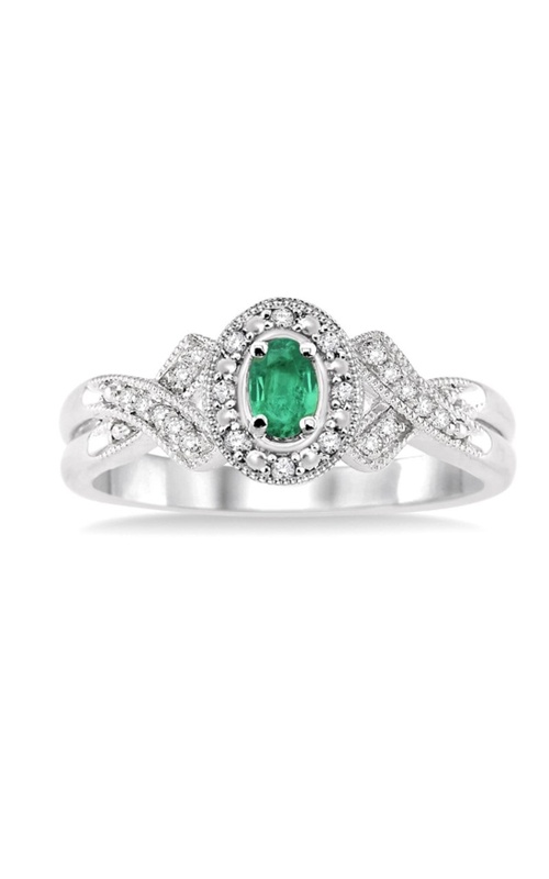 Silver Emerald & Diamond Ring