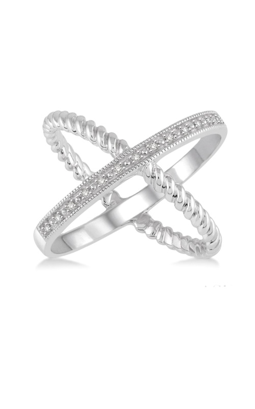Sterling Silver Diamond Criss Cross Fashion Ring