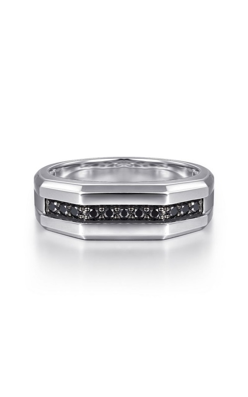 Men's Sterling Silver and Black Spinel Men's Band