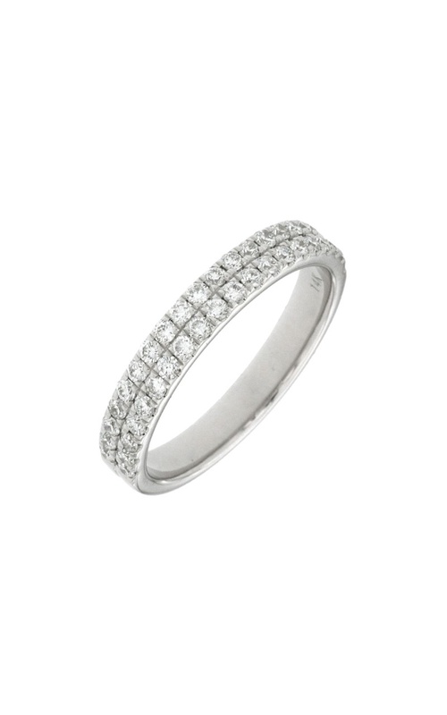 14k White Gold .55cttw Round Diamond 2 Row Anniversary Band