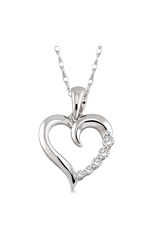 10K White Gold Heart Pendant with chain