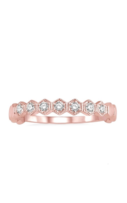 14k Rose Gold Diamond Hexagon Stackable Ring