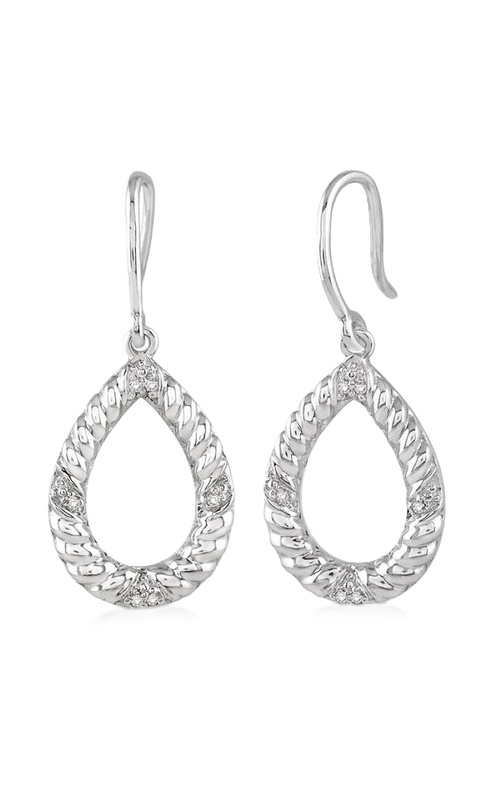 Sterling Silver Diamond Rope Pear-Shaped Dangle Earrings