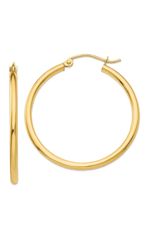 14k Yellow Gold 2x30mm Hoop Earrings
