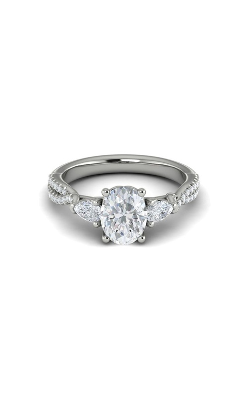 Medawar Crown Collection 14k White Gold 1.50ct Oval Lab Grown Diamond 3 Stone Twisted Engagement Ring