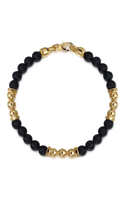 Men’s 14K Yellow Gold & 6mm Matte Onyx Beaded Station Bracelet