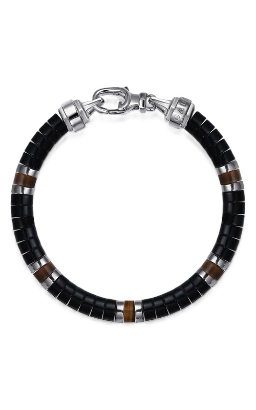 Men's Sterling Silver Onyx & Tiger Eye Beaded Bracelet