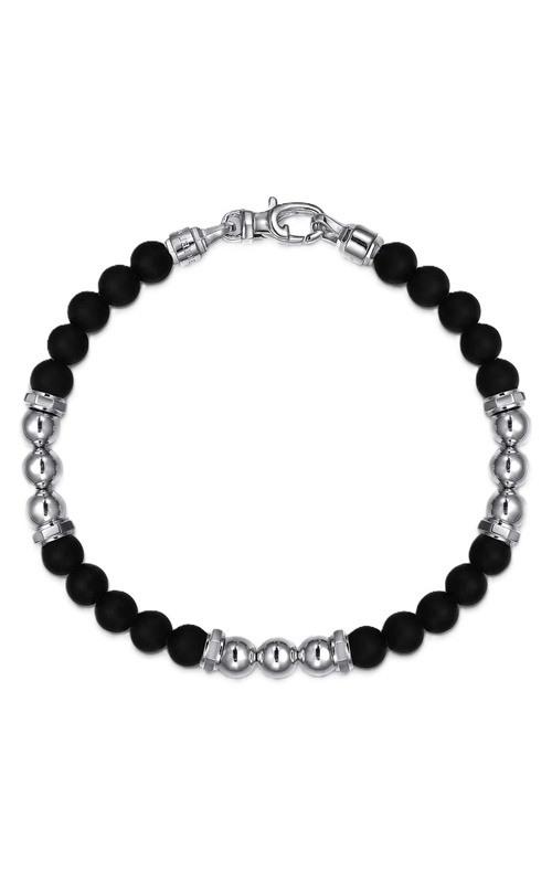 Men’s Sterling Silver & 6mm Matte Onyx Beaded Station Bracelet