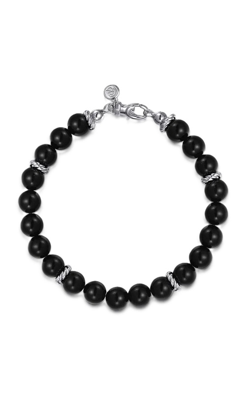 Sterling Silver Beaded & 8mm Onyx Bracelet