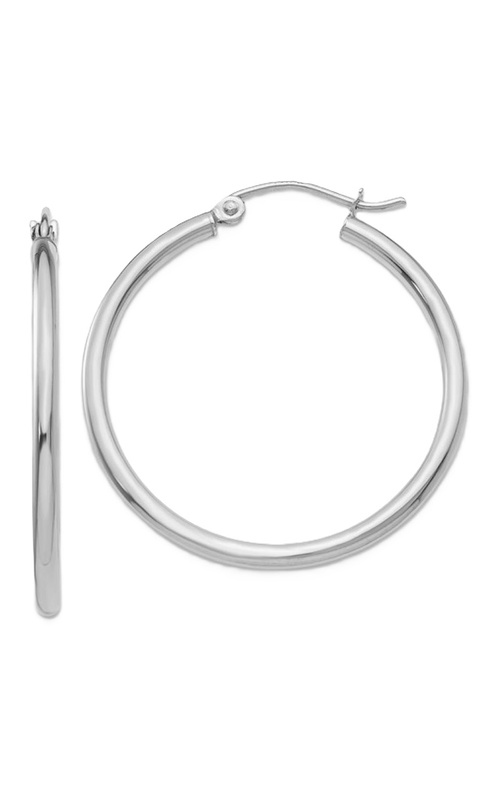 14K White Gold Polished Lightweight Tube Hoop Earrings