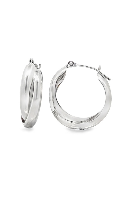 Estate 14K White Gold Twisted Double Hoop Earrings