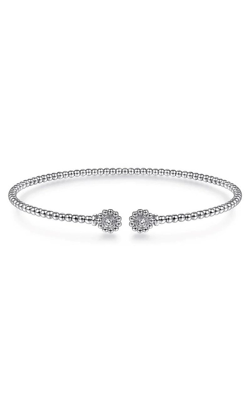 14K White Gold Flower Tipped Fashion Bangle