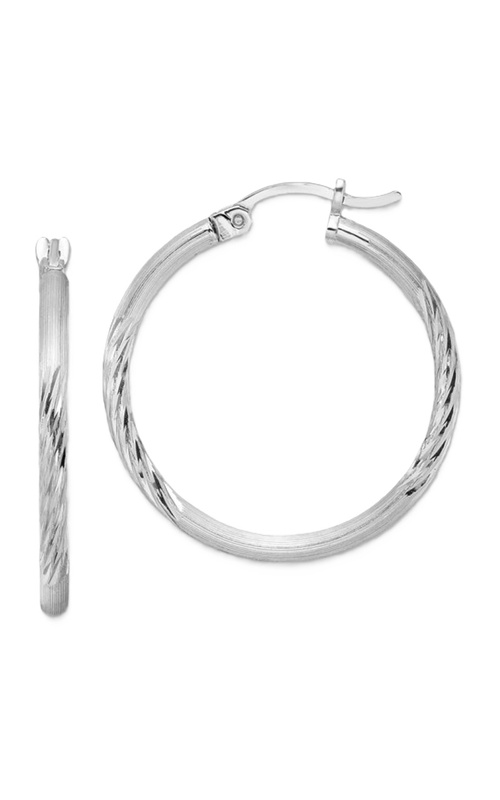 Sterling Silver 2mm Polished/Satin Diamond Cut Hoop Earrings