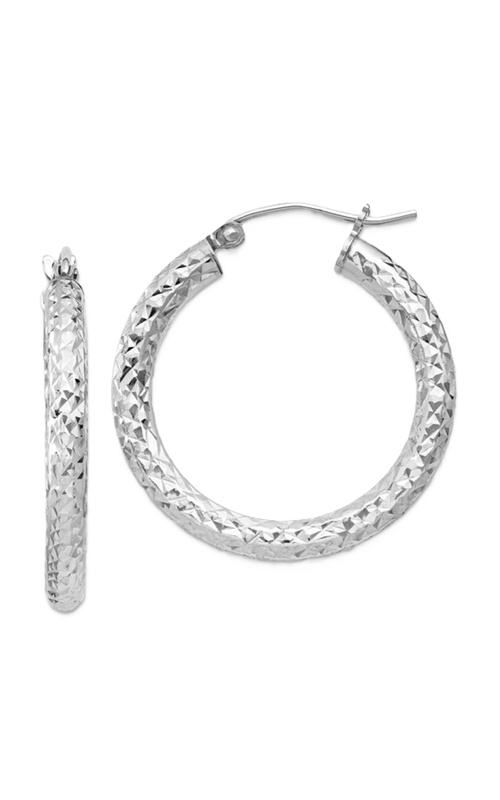 Sterling Silver Diamond Cut 3x2.5mm Hoop Earrings
