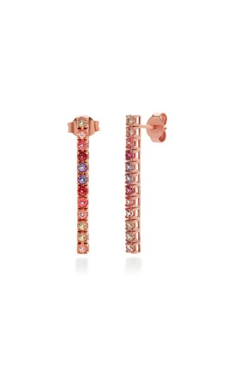 1kt Rose Gold Amalfi Rose Multicolor Pink Topaz Tennis Drop Earrings