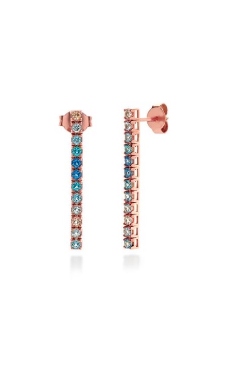 1kt Rose Gold Amalfi Azzurro Multicolor Blue Topaz Tennis Drop Earrings