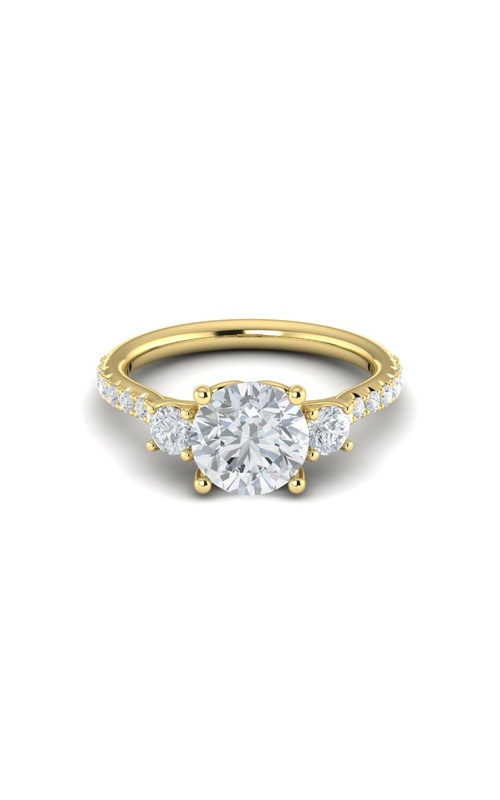 Medawar Crown Collection 14k Yellow Gold 2.00ct Round Lab Grown Diamond 3 Stone Engagement Ring