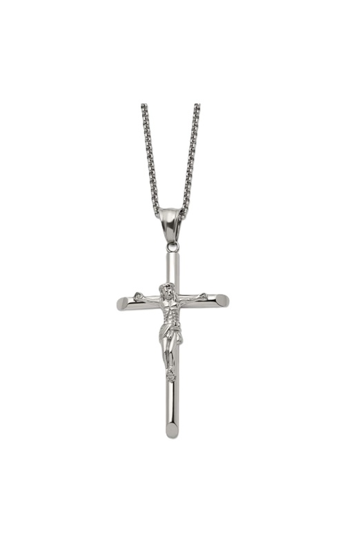 Stainless Steel Large Crucifix Pendant with 22 Box Chain