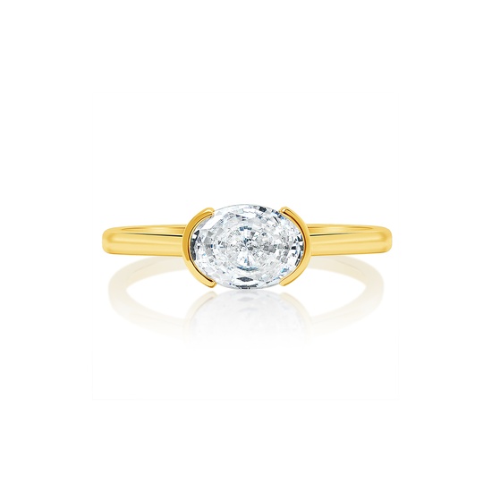 Classique Creations East West Oval Half Bezel Engagement Ring Z2795V