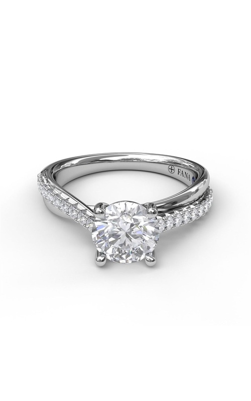 Plain Polished and Pave Diamond Twist Engagement Ring with 2 Surprise Bezel Diamond Accents