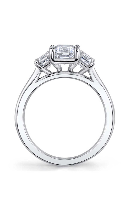 Sylvie 3 Stone prong Set Emerald Cut Diamond Engagement Ring