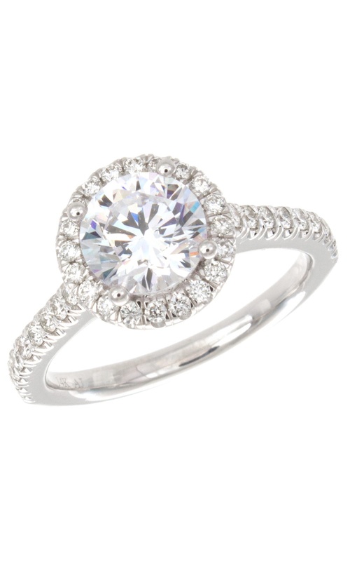 Solomon Brothers Round Halo Diamond Engagement Ring with Cathedral Diamond Band