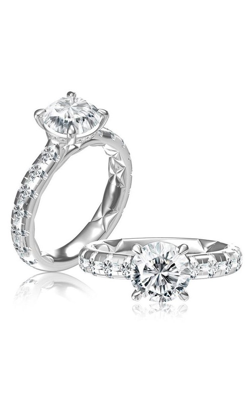 A.Jaffe Classics Quilted Collection Round prong Set Diamond Engagement Ring 1.25cttw