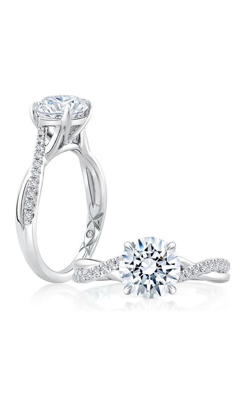 A.Jaffe Classics Collection Cathedral Style Twist Design Pave Diamond Engagement Ring