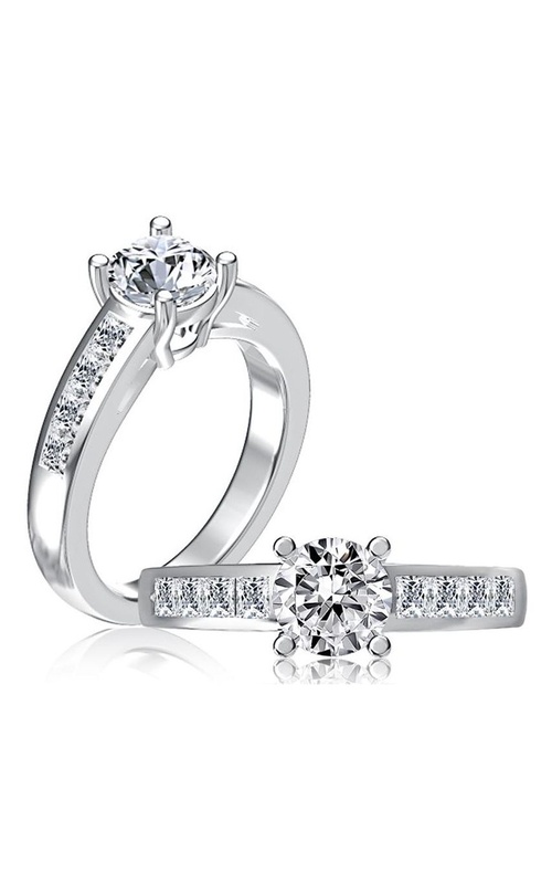A.Jaffe Classics Collection Graduated Princess Cut Channel Set Diamond Engagement Ring