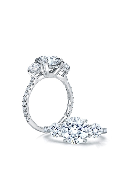 A. Jaffe Quilted Collection 3 Stone Round Diamond Engagement Ring