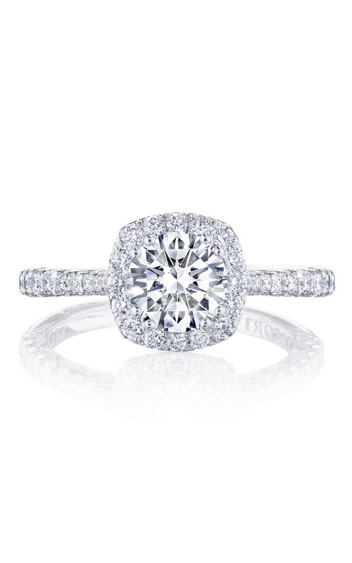 Tacori Petite Crescent Collection Pave Cushion Halo Diamond Engagement Ring