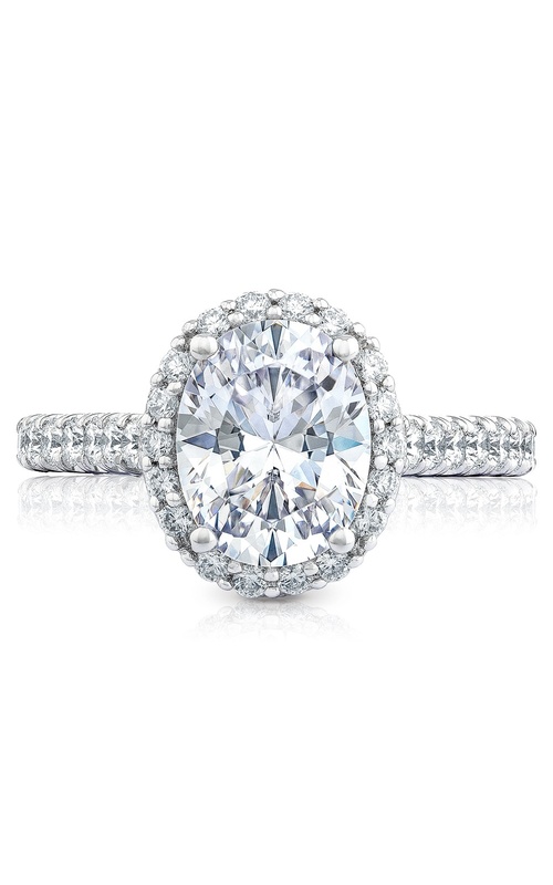 Tacori Petite Crescent Collection Oval Halo Design Pave Diamond Engagement Ring