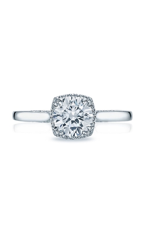 Tacori Dantela Collection Cushion Halo Pave Set Round Diamond Engagement Ring