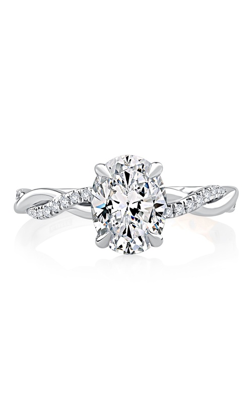 A Jaffe Twist Design Pave Diamond Engagement Ring with Rose Gold Inlay