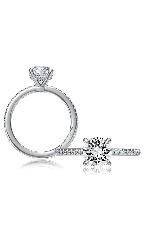 A Jaffe 3/4 Way Pave Set Diamond Engagement Ring with Pave Accented Gallery