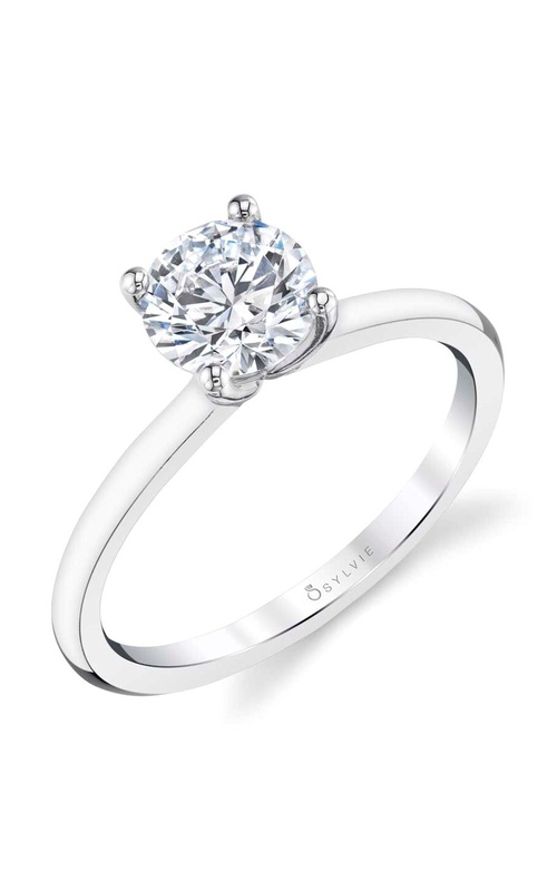 Sylvie Solitaire Engagement Ring with Pave Diamond Accented 1.25ct Head
