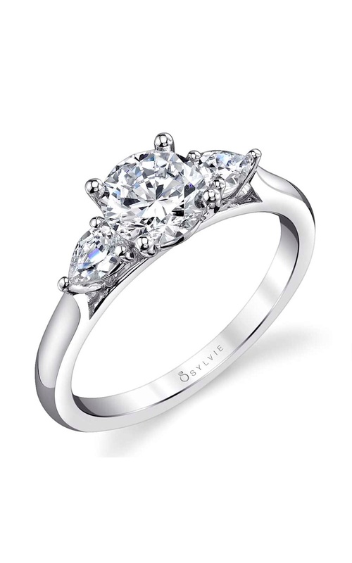 3 Stone Design prong Set Pear Shape Diamond Engagement Ring