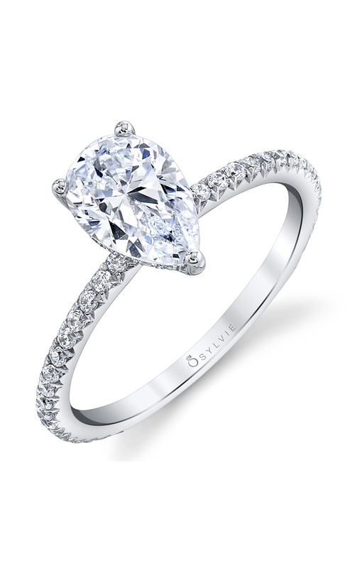 Sylvie Maryam Collection Pave Diamond Engagement Ring for Pear Shape Center