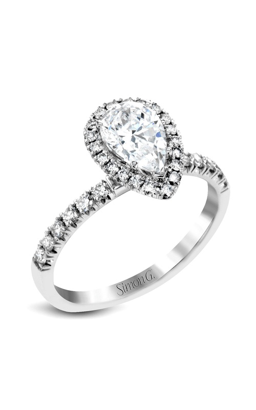 Pear Shaped Pave Halo Diamond Engagement Ring