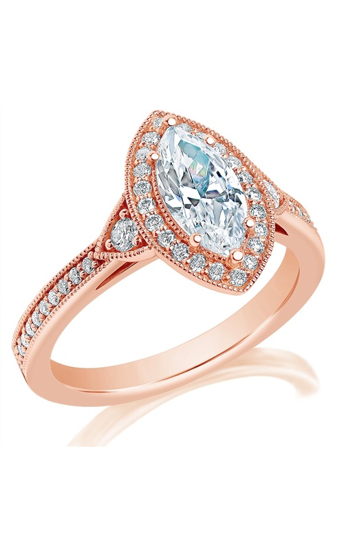 3 Stone Design Marquise Halo Diamond Engagement Ring